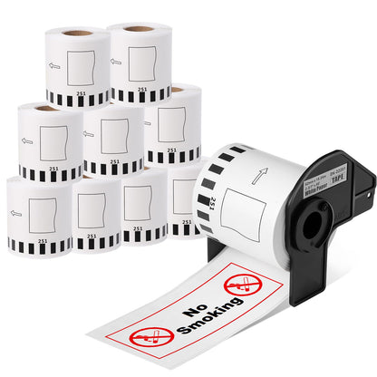 COLORTY 10 Rolls DK2251 Replacement for Brother DK-2251 Continuous Length Label Black/Red on White Paper Tape DK-22251 Compatible Brother QL-820NWB 810W 800, 2.4''x 50ft (10 Rolls + 1 Fram)