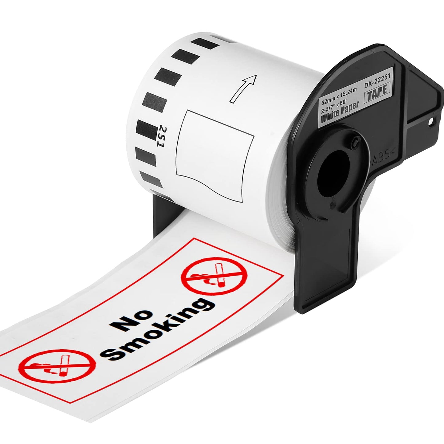 Compatible Brother DK-2251 Continuous Length Label Black/Red on White Paper Tape DK-22251 Replacement for Brother QL-820NWB QL 810W QL800, 2.4''x 50ft, 6 Rolls + 1 Refillable Cartridges