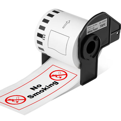 Compatible Brother DK-2251 Continuous Length Label Black/Red on White Paper Tape DK-22251 Replacement for Brother QL-820NWB QL 810W QL800, 2.4''x 50ft, 6 Rolls + 1 Refillable Cartridges