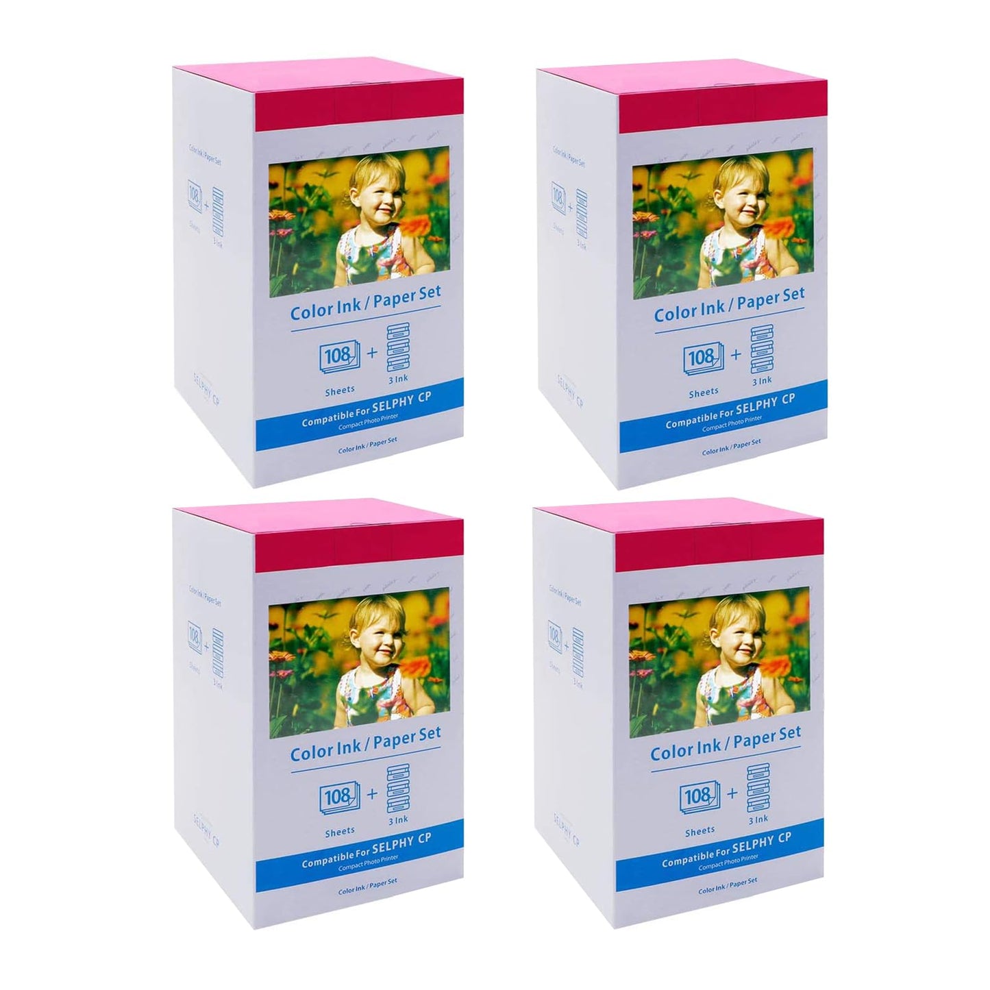 4 Pack KP-108IN Compatible Canon Selphy CP1500 Ink and Paper KP108IN, 12 Color Ink Cartridges and 432 Sheets 4 x 6 Photo Paper Glossy, Compatible with Canon Selphy CP1500 CP1300 CP1200 CP1000 CP910