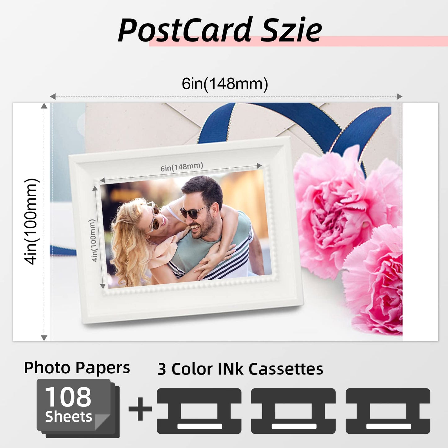 Compatible Canon Selphy CP1500 CP1300 Ink and Paper, KP-108IN 3 Color Ink Cartridges and 108 Sheets 4 x 6 Paper Glossy, for Selphy CP1500 CP1300 CP1200 CP1000 CP910 CP900 CP810 CP800