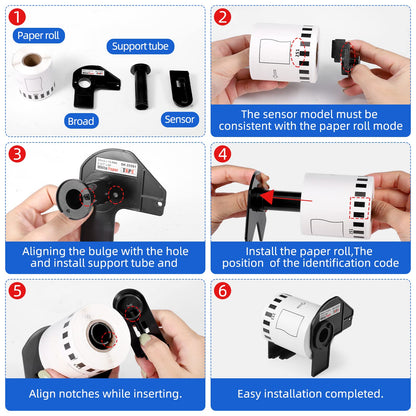 COLORTY 10 Rolls DK2251 Replacement for Brother DK-2251 Continuous Length Label Black/Red on White Paper Tape DK-22251 Compatible Brother QL-820NWB 810W 800, 2.4''x 50ft (10 Rolls + 1 Fram)